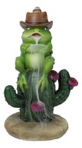 Western Outlaw Cowboy Frog On Cactus Backflow Incense Cone Burner Figurine - €22,47 EUR
