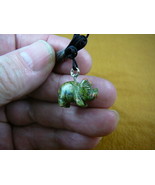 (an-pig-1) PIG piggy GREEN gem carving Pendant NECKLACE FIGURINE - $149.24 MXN