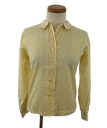 Vintage 80s Shapely Top Shirt Women&#39;s 12 Yellow Floral Cottagecore Peter... - £11.17 GBP