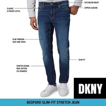 DKNY Men&#39;s Bedford Slim Fit Jeans in Blue Mountain-Size 40/30 - £29.55 GBP