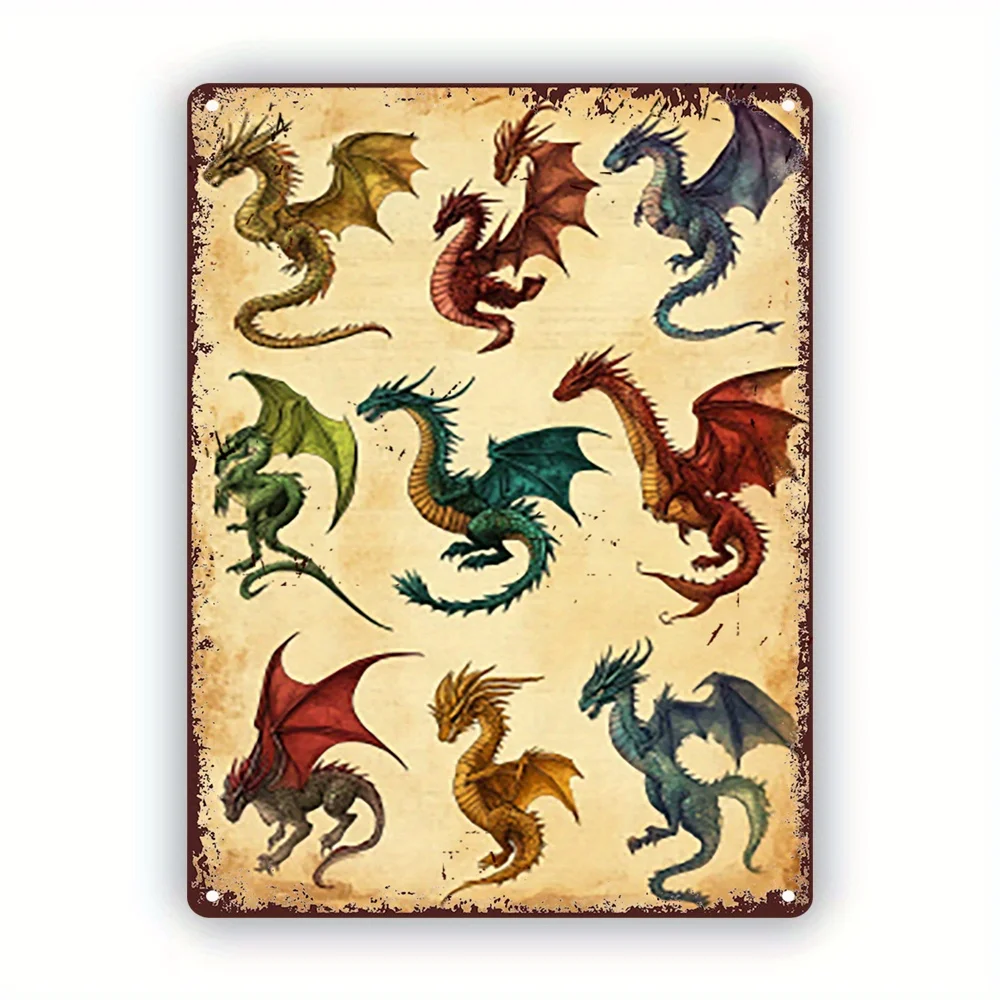 Vintage Dragon Aluminum Metal Sign Rustic Kitchen Pub Wall Art 8x12 Inch... - $27.65 CAD