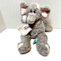 First and Main Plush Ellie Elephant Nose Blows Hankie Gray Stuffed Animal 12&quot; - £9.95 GBP