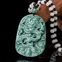 Natural Myanmar Jade Dragon Double Face Pendant Necklace, Burmese Jade, Gift for - £70.97 GBP
