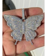 3.10 CT Round Cut Moissanite  Butterfly Pendant 925 Sterling Silver - $542.71 CAD