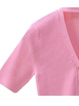 2022 Spring  Summer New V-Neck Slim Fit Ribbed Short  Sweater Women Knittted T S - £108.09 GBP