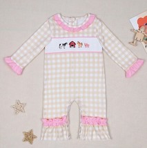 NEW Boutique Baby Girls Farm Long Sleeve Romper Jumpsuit - £13.58 GBP