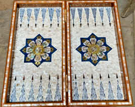 Handmade, Wooden Backgammon Board, Wood Chess Board, Mother of Pearl Inlay (20&quot;) - £991.15 GBP