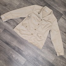 Pendleton Short Coat Womens Size Large Beige Cotton Big Button Blazer Jacket - £15.63 GBP