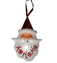 Red and White Santa HoHoHo Metal Christmas Ornament EUC - £4.82 GBP