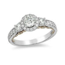 Enchanted Disney Jasmine Round Cut 1 Ct Diamond Frame Three Stone Engagement Rin - £53.12 GBP