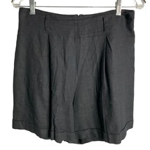 Vintage 90s Rampage Linen Shorts 8 Black Cuffed Belt Loops Pleated Front... - $37.19