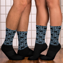 Silhouette Magic Cat &amp; Heart Witchcraft Baritone Blues Foot Sublimated Socks - £10.45 GBP