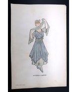 Antique Fashion Design Hand Colored Illus. Art Signed Annie Horton Analo... - $70.15 CAD
