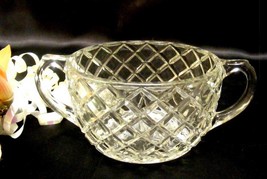 3235 Antique Hocking Glass Waterford Waffle Open Sugar Bowl - $6.00
