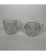Fostoria American LARGE 10oz Creamer &amp; Open Sugar Bowls Vintage Clear Glass - $27.75