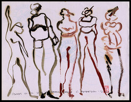 Figures Dancers 2000 C Peterson * Oil Painting * Performers Burlesque Abstract - £275.02 GBP