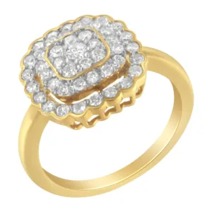 10K Yellow Gold Plated .925 Sterling Silver Diamond Cocktail Ring - Eleg... - £260.40 GBP