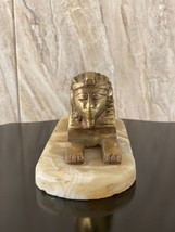 Sphinx Statue Egyption Sculpture Copper Sphinx Statue With Marble Base - $42.32