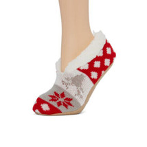 Mixit Women&#39;s Knit Slipper Socks Size L/XL or 8/9 Holiday Red Reindeer New - $12.48