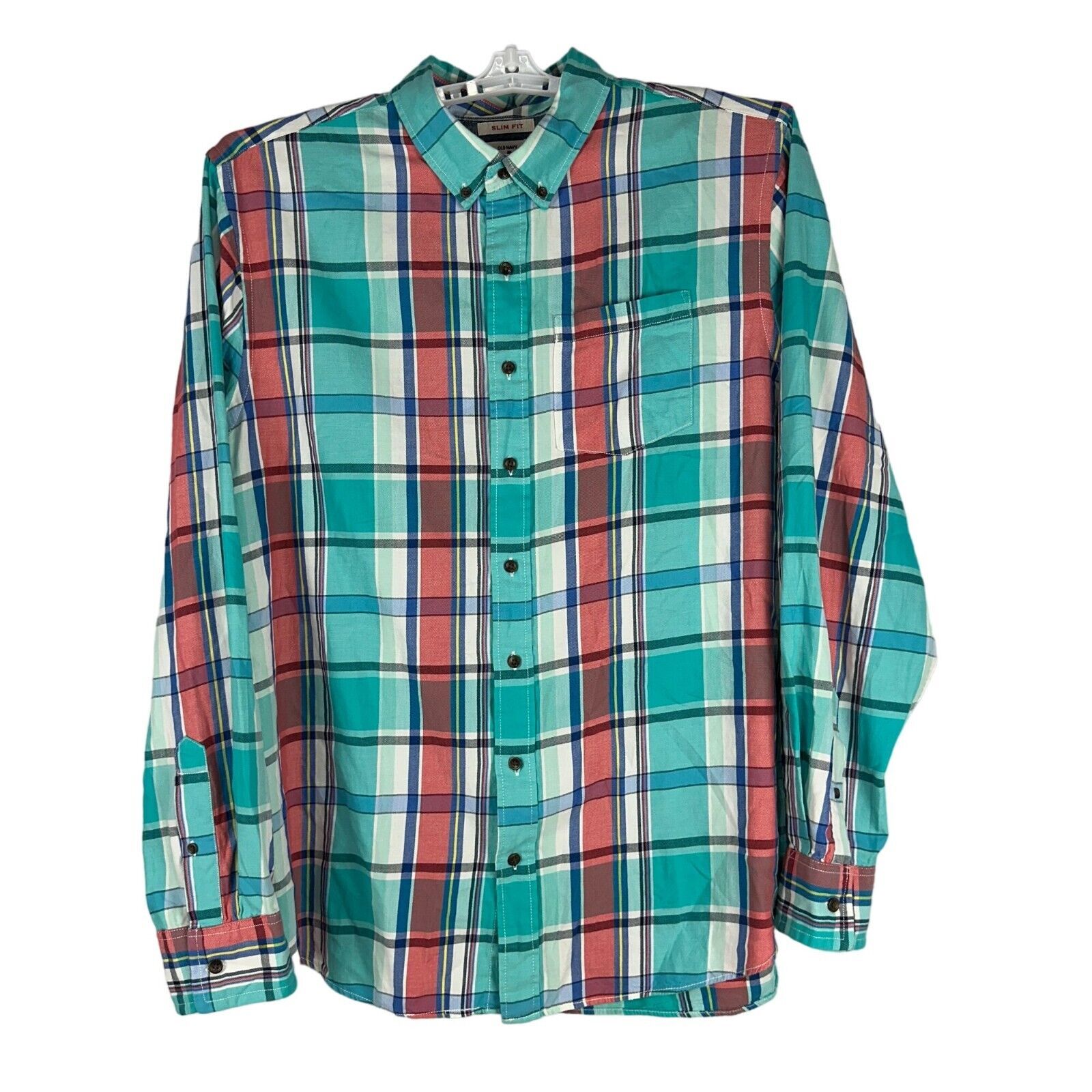 Old Navy Plaid Button Down Shirt Men&#39;s Size XXL Plaid Slim Fit - $14.00