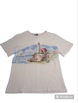 Art Unlimited Women&#39;s Medium Double Sided Lighthouse Ocean Tee-shirt - £15.27 GBP
