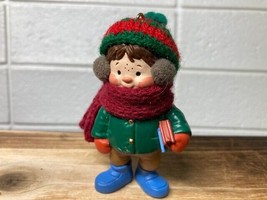 1987 LET IT SNOW - Hallmark Christmas ornament - tassel cap boy  VINTAGE  - £6.49 GBP