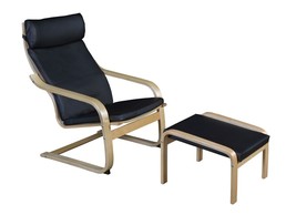Niche N2050LNTBK Mia Bentwood Reclining Chair &amp; Ottoman, Natural &amp; Black... - £206.62 GBP