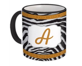 Monogram Letter A : Gift Mug Zebra Letter Initial ABC Animal Arabesque - £12.67 GBP