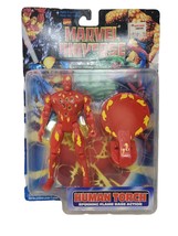 Marvel Universe Human Torch 1997 Spinning Flame Base 6&quot; Action Figure Toy Biz - £5.78 GBP