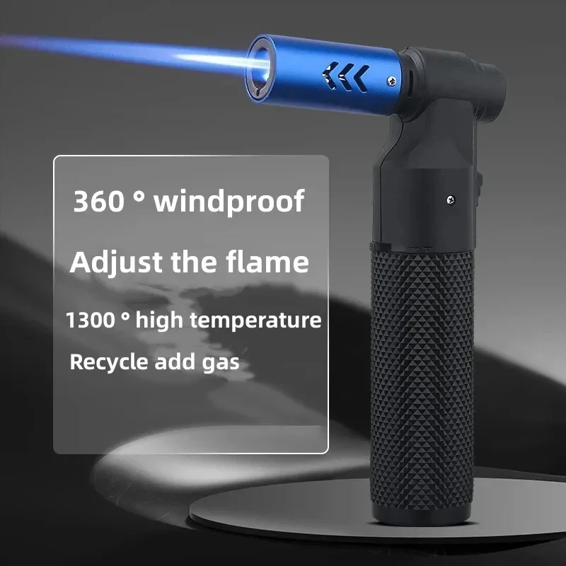 New Metal Windproof Turbine Torch Blue Flame Butane Gas Handheld Igniter Outdoor - £13.40 GBP+