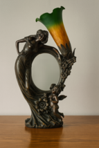 Lily tulip mirror Art Nouveau Style daniel lighting resin cherub lady Ta... - $3,771.96 MXN