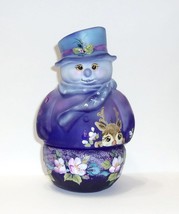 Fenton Glass Cobalt Blue Reindeer Scrolls Snowman Fairy Light Ltd Ed #49/50 - £281.07 GBP