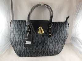 NEW  Milan Women Fashion Handbag Purse Lady Tote Monogram Black Gray BM3332 - $43.55