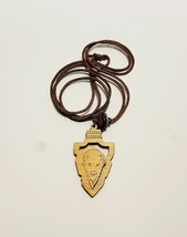 Vintage Southwestern Costume Handmade Necklace Buffalo Arrowhead Wood 15... - $27.41 CAD