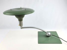 MCM Mid-Century Wheeler Sight Light Green Swivel Arm Desk Lamp UFO Great Cond. - £267.47 GBP