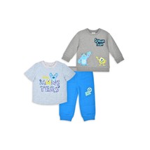 Monster Inc. Baby Boy Outfit Set Fleece Long Sleeve Crew 3p Size 12M  Color Grey - £14.23 GBP