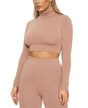 Naked Wardrobe Turtleneck Crop Top Womens Size Small Color Coco - £36.98 GBP