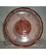 Rare Pink Depression Glass Bowl with Center Flower Frog Etched Design 8 ... - £23.34 GBP
