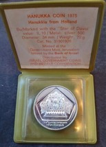 1975 ISRAEL Hanukkah Menorah From Holland,  SILVER, 20g, 34mm, 10 Lirot ... - $18.69