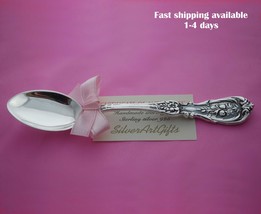 Sterling silver baby spoon .925 fruit theme curved on handle - £80.18 GBP+