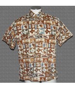 VTG AVI Kahala Hawaiian Tribal Fish Canoes Leaves Pullover Button Shirt ... - $26.99