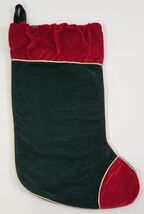 VV) Velveteen Christmas Green Red Holiday Stocking Hanging Decoration - $5.93