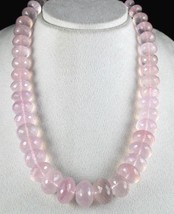 Natural Rose Quartz Beads Faceted 1400 Ct Gemstone Silver Party Necklace - £357.76 GBP