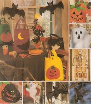 Halloween Decor Skeleton Leaf Treat Bags Bats Spiders Centerpiece Sew Pa... - $13.99