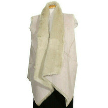 CALVIN KLEIN Beige Faux Suede Shearling Draped Reversible Vest XL - $69.99