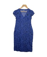 J Jill Love Linen Dress Womens Extra Small Petite Blue Paisley Floral Midi - $372.26 MXN