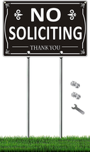 No-Soliciting-Sign-for-Home Yard Signs with Stakes 12&quot; x 8&quot; Rust Free Metal with - £12.12 GBP