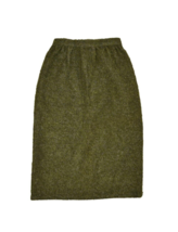 Vintage Wool Skirt Womens 6 Olive Green Boucle Midi Pencle Textured 70s - £25.31 GBP