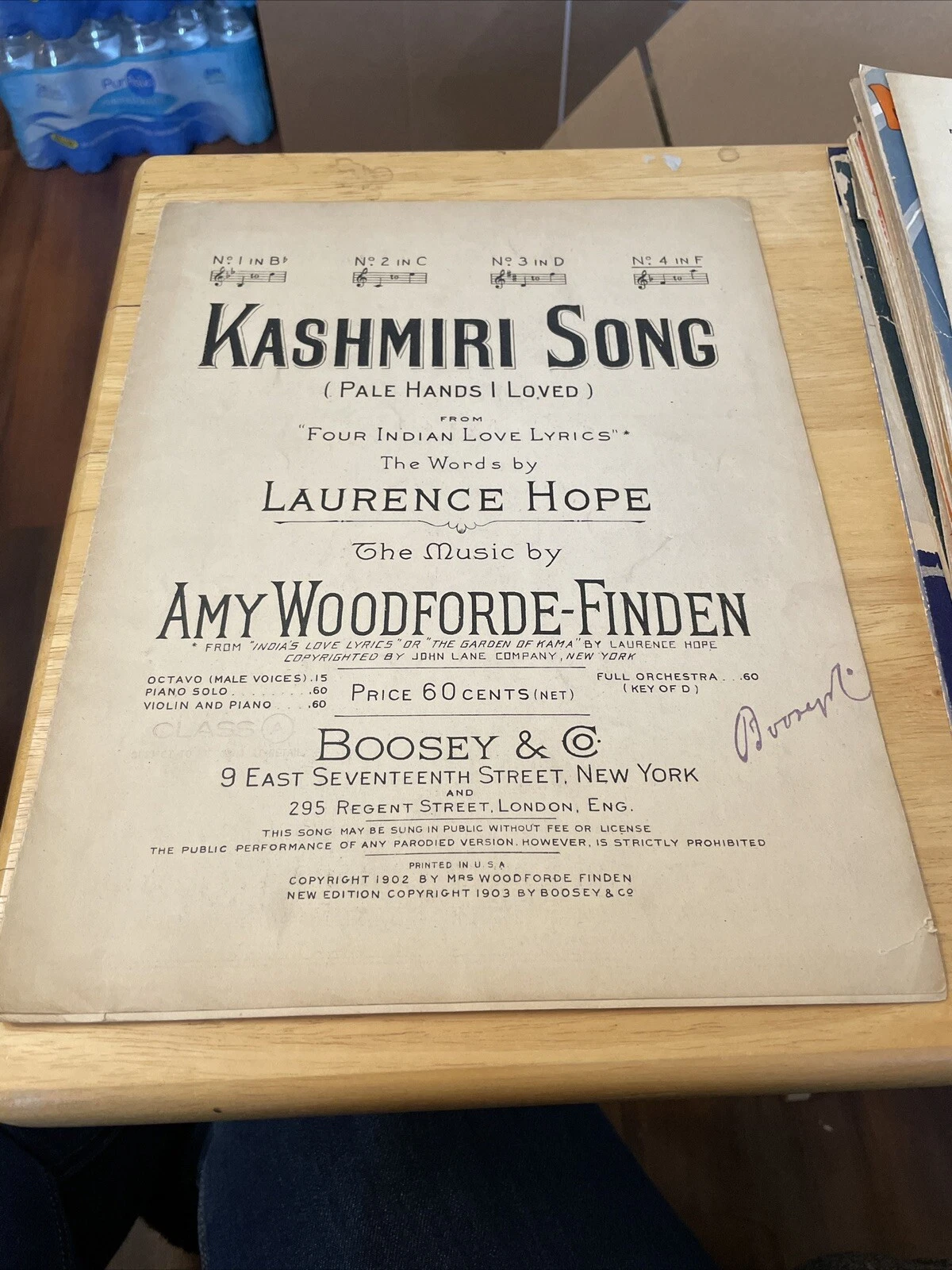 Kashmiri Song (Pale Hands I Loved) - sheet music - $6.00