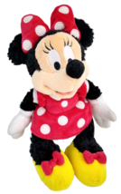 Disney Parks Minnie Mouse 10&quot; Plush Fuzzy Stuffed Beanie Toy Disneyland World - £7.72 GBP